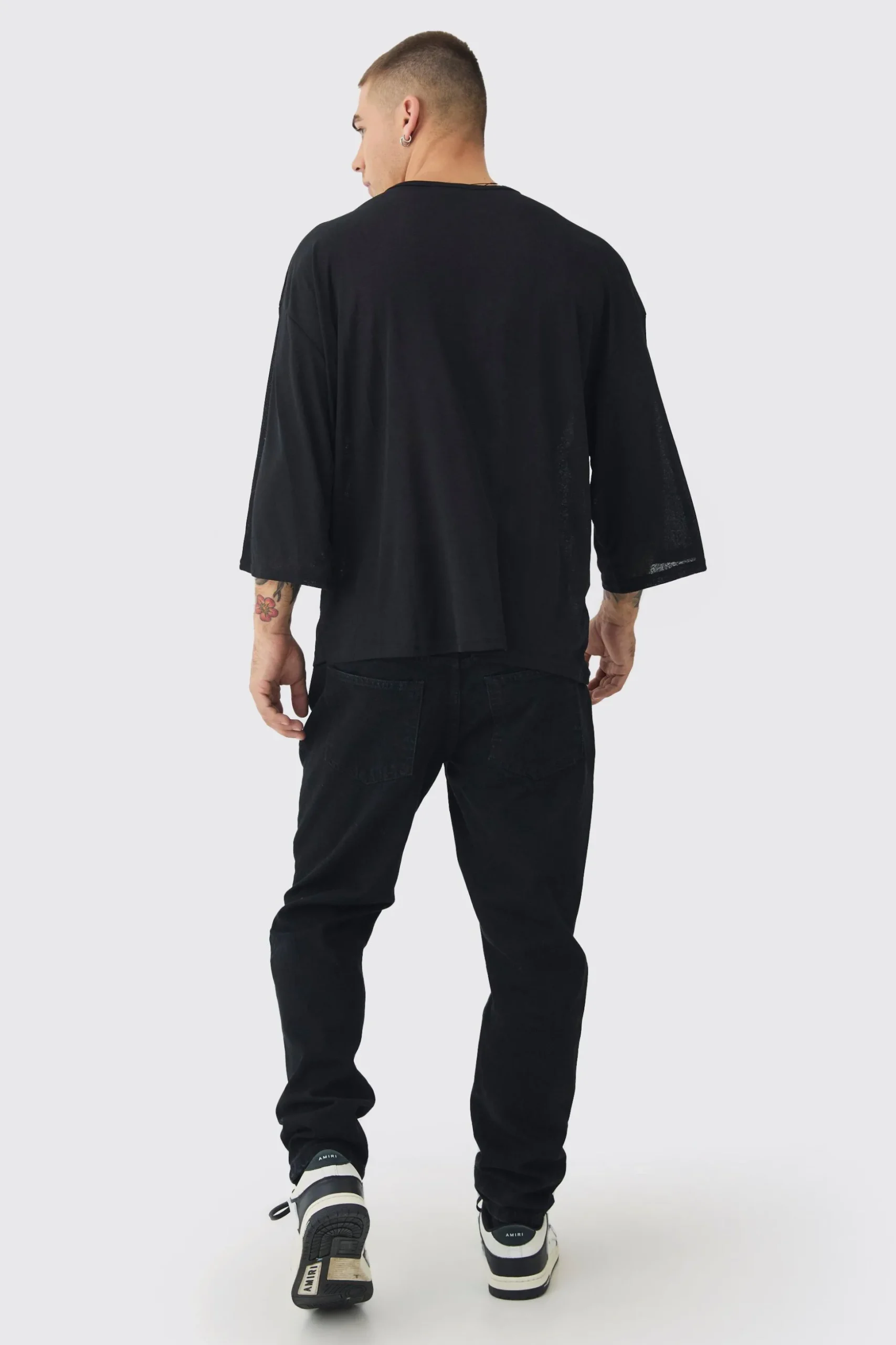Tapered Rigid Jean In True Black | BoohooMAN UK