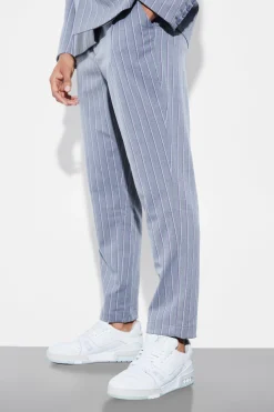 Tapered Stripe Suit Trousers | BoohooMAN UK
