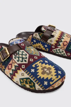 Tapestry Buckle Detail Mule | BoohooMAN UK