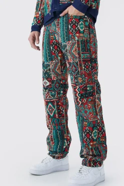 Tapestry Denim Jacket And Jeans Set | BoohooMAN UK