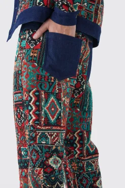 Tapestry Denim Jacket And Jeans Set | BoohooMAN UK