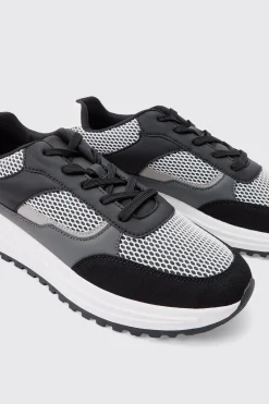 Tech Mesh Runner Trainer | BoohooMAN UK