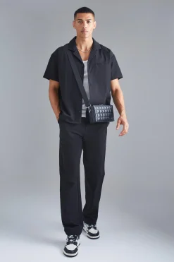 Technical Stretch Boxy Shirt & Trouser | BoohooMAN UK