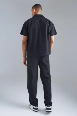 Technical Stretch Boxy Shirt & Trouser | BoohooMAN UK