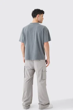 Technical Stretch Cargo Parachute Pants | BoohooMAN UK