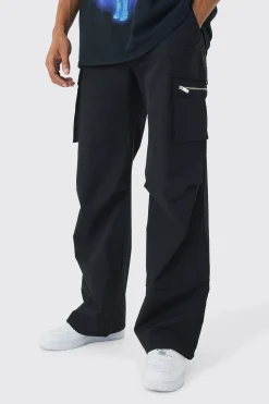 Technical Stretch Cargo Parachute Pants | BoohooMAN UK