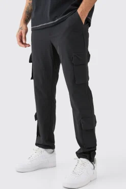 Technical Stretch 3d Cargo Pocket Trousers | BoohooMAN UK