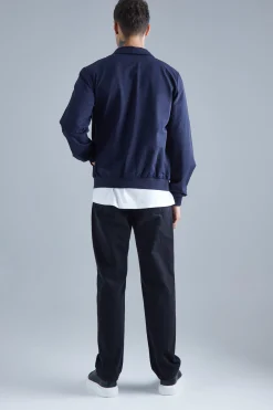 Technical Stretch Harrington With Patch Pockets | BoohooMAN UK