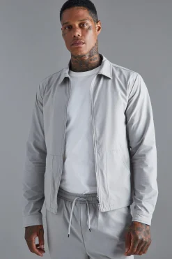 Technical Stretch Shacket | BoohooMAN UK