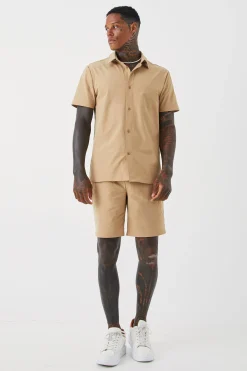 Technical Stretch Shirt & Short | BoohooMAN UK
