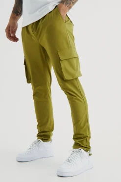 Technical Stretch Skinny Cargo Trouser | BoohooMAN UK