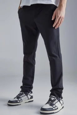 Technical Stretch Tailored Slim Fit Trousers | BoohooMAN UK