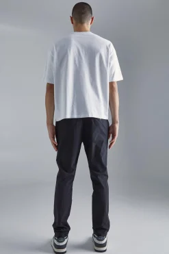 Technical Stretch Tailored Slim Fit Trousers | BoohooMAN UK
