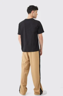 Technical Stretch Zip Gusset Wide Leg Trousers | BoohooMAN UK