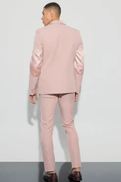 Textured Adjustable Waist Skinny Suit Trousers | BoohooMAN UK