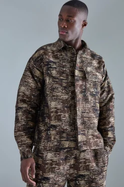 Textured Camo Patch Pocket Overshirt | BoohooMAN UK