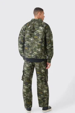 Textured Camo Patch Pocket Set | BoohooMAN UK