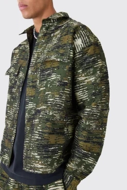 Textured Camo Patch Pocket Set | BoohooMAN UK