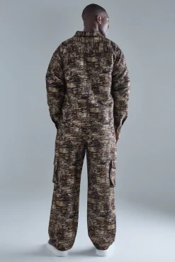 Textured Camo Patch Pocket Set | BoohooMAN UK