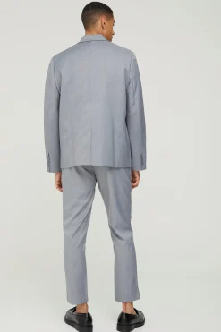 Textured Double Breasted Suit Jacket | BoohooMAN UK