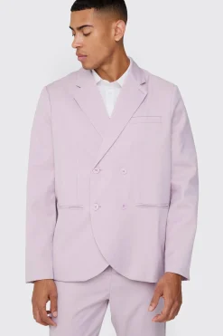 Textured Double Breasted Suit Jacket | BoohooMAN UK