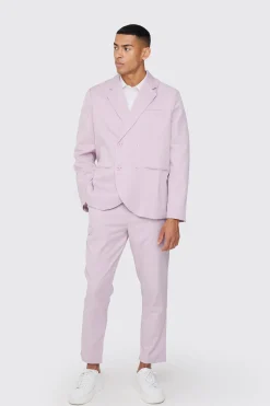 Textured Double Breasted Suit Jacket | BoohooMAN UK