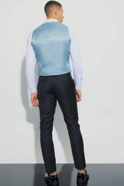 Textured Double Breasted Waistcoat | BoohooMAN UK