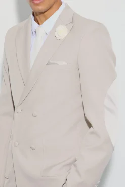 Textured Double Breasted Elbow Patch Blazer | BoohooMAN UK