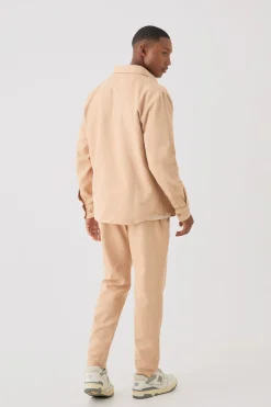 Textured Elasticated Waist Straight Fit Trousers | BoohooMAN UK