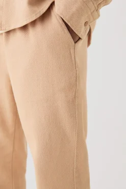 Textured Elasticated Waist Straight Fit Trousers | BoohooMAN UK
