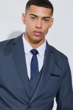Textured Elbow Patch Slim Fit Blazer | BoohooMAN UK