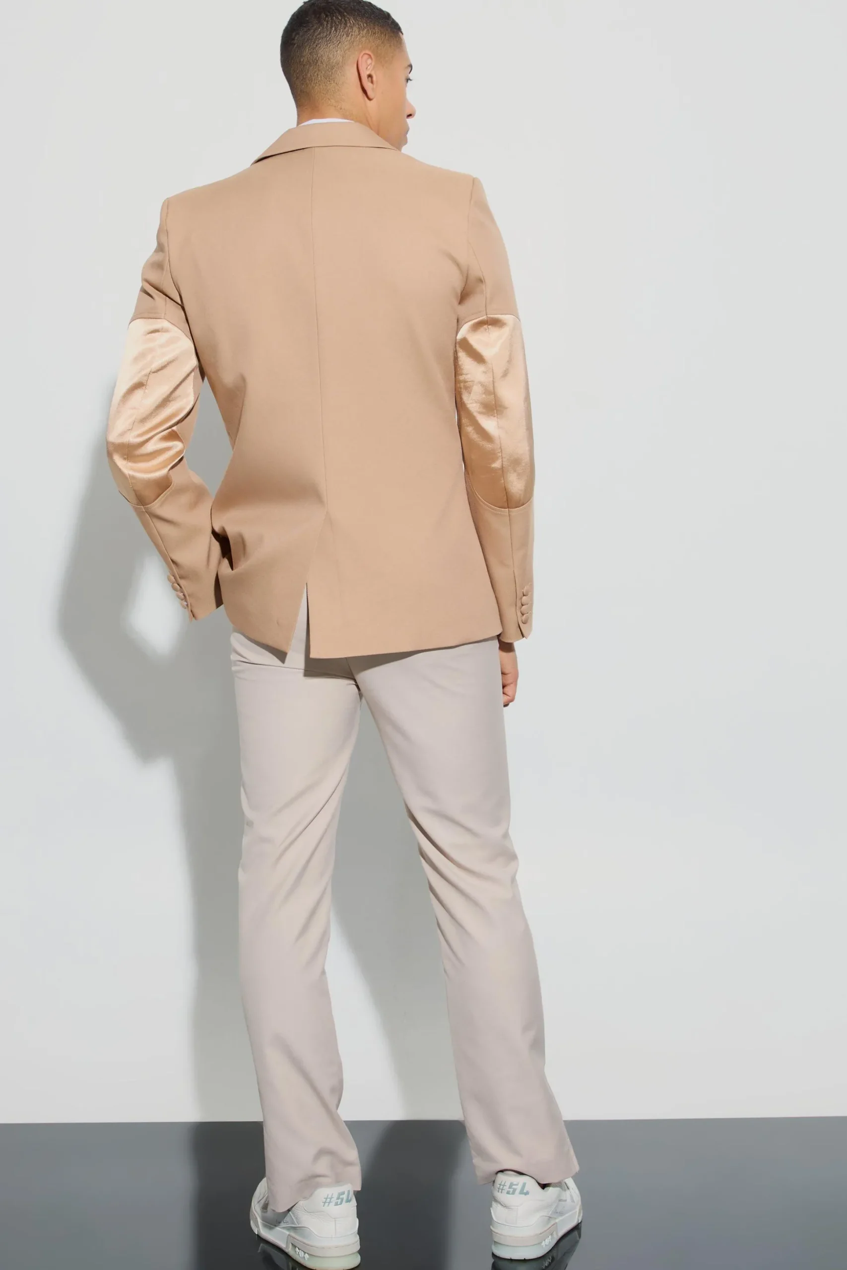 Textured Elbow Patch Slim Fit Blazer & Waistcoat | BoohooMAN UK
