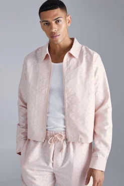 Textured Geo Boxy Zip Through Set | BoohooMAN UK