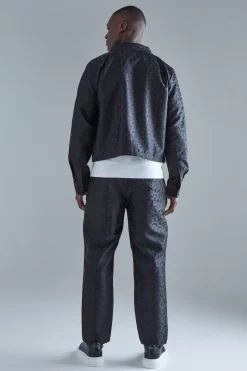 Textured Geo Tapered Trouser | BoohooMAN UK