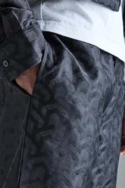 Textured Geo Tapered Trouser | BoohooMAN UK