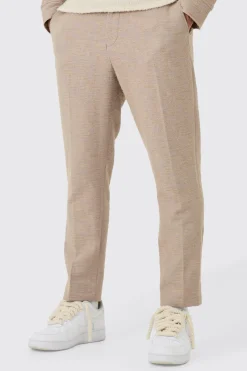 Textured Jacquard Fixed Waist Smart Tapered Trousers | BoohooMAN UK
