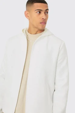 Textured Jacquard Smart Hooded Jacket | BoohooMAN UK