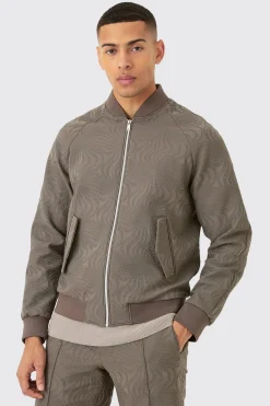 Textured Regular Fit Tailored Bomber Jacket | BoohooMAN UK