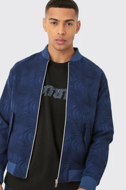 Textured Regular Fit Tailored Bomber Jacket | BoohooMAN UK