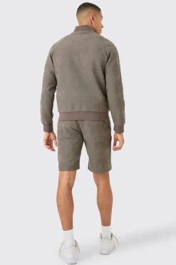 Textured Regular Fit Tailored Bomber Set | BoohooMAN UK