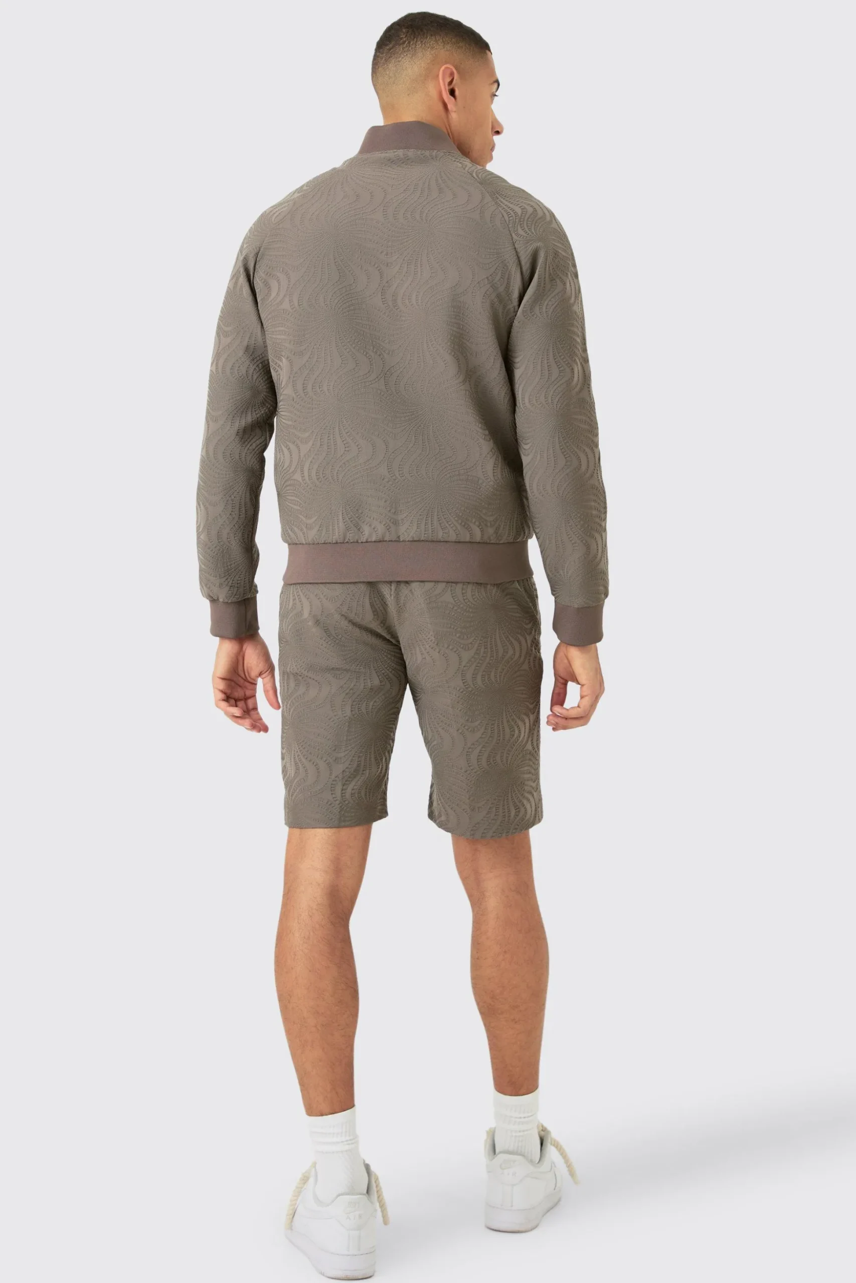 Textured Regular Fit Tailored Bomber Set | BoohooMAN UK