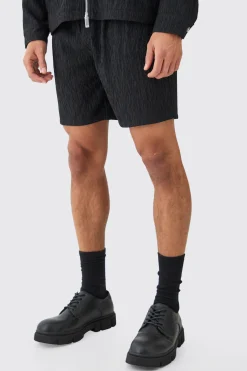 Textured Satin Elasticated Waist Shorts | BoohooMAN UK