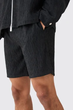 Textured Satin Elasticated Waist Shorts | BoohooMAN UK