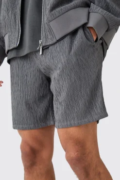 Textured Satin Elasticated Waist Shorts | BoohooMAN UK