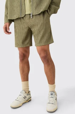 Textured Satin Elasticated Waist Shorts | BoohooMAN UK
