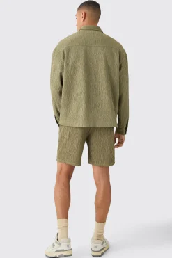 Textured Satin Elasticated Waist Shorts | BoohooMAN UK