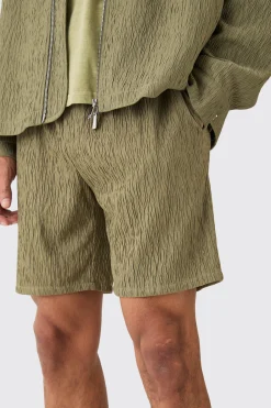 Textured Satin Elasticated Waist Shorts | BoohooMAN UK