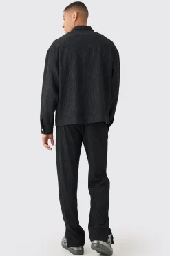 Textured Satin Zip Up Harrington Jacket | BoohooMAN UK