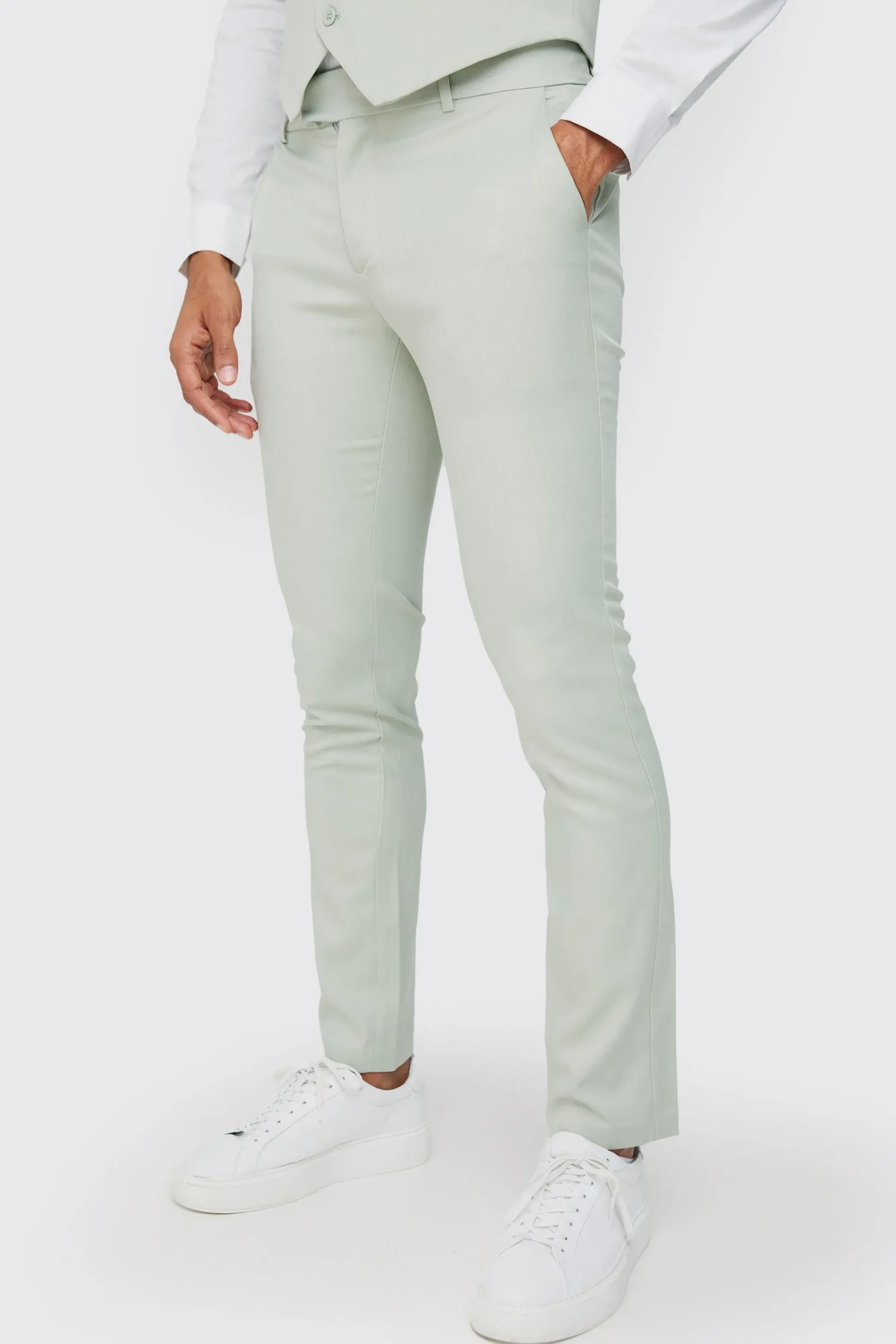 Textured Skinny Fit Suit Trousers | BoohooMAN UK