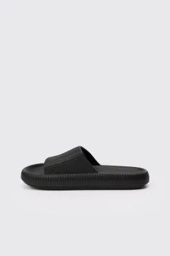 Textured Slider In Black | BoohooMAN UK
